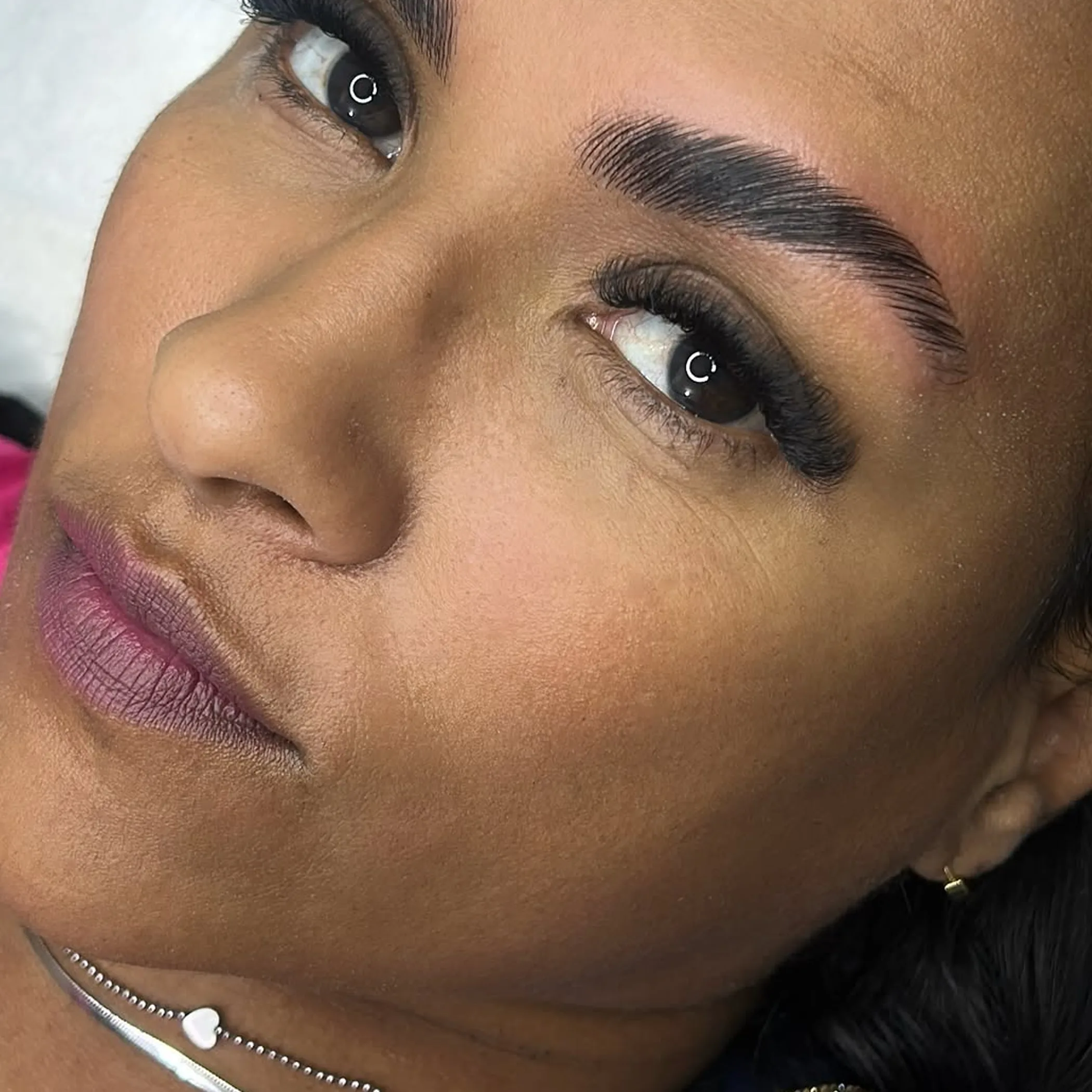 laminated eyebrows close-up