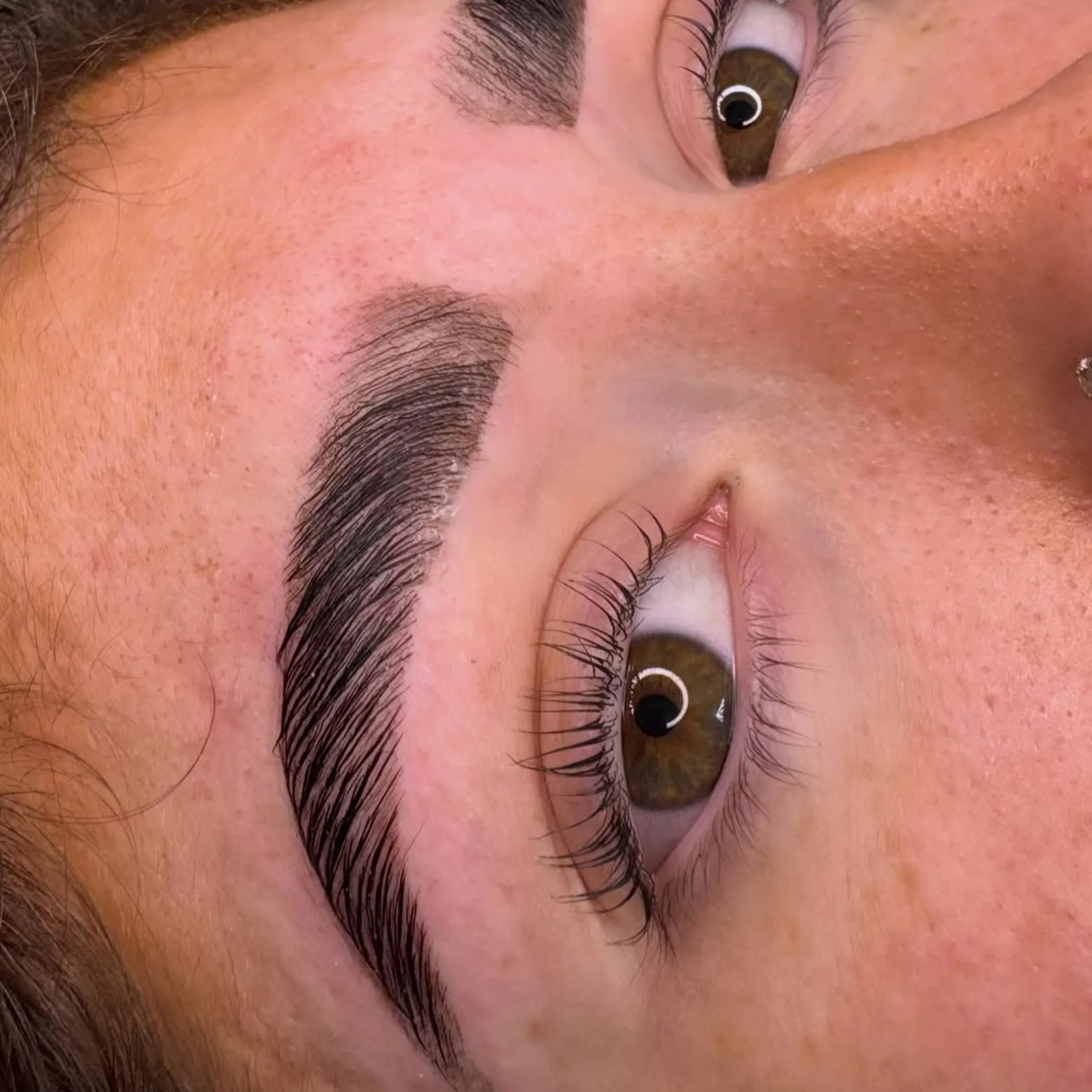 brow lamination results close-up