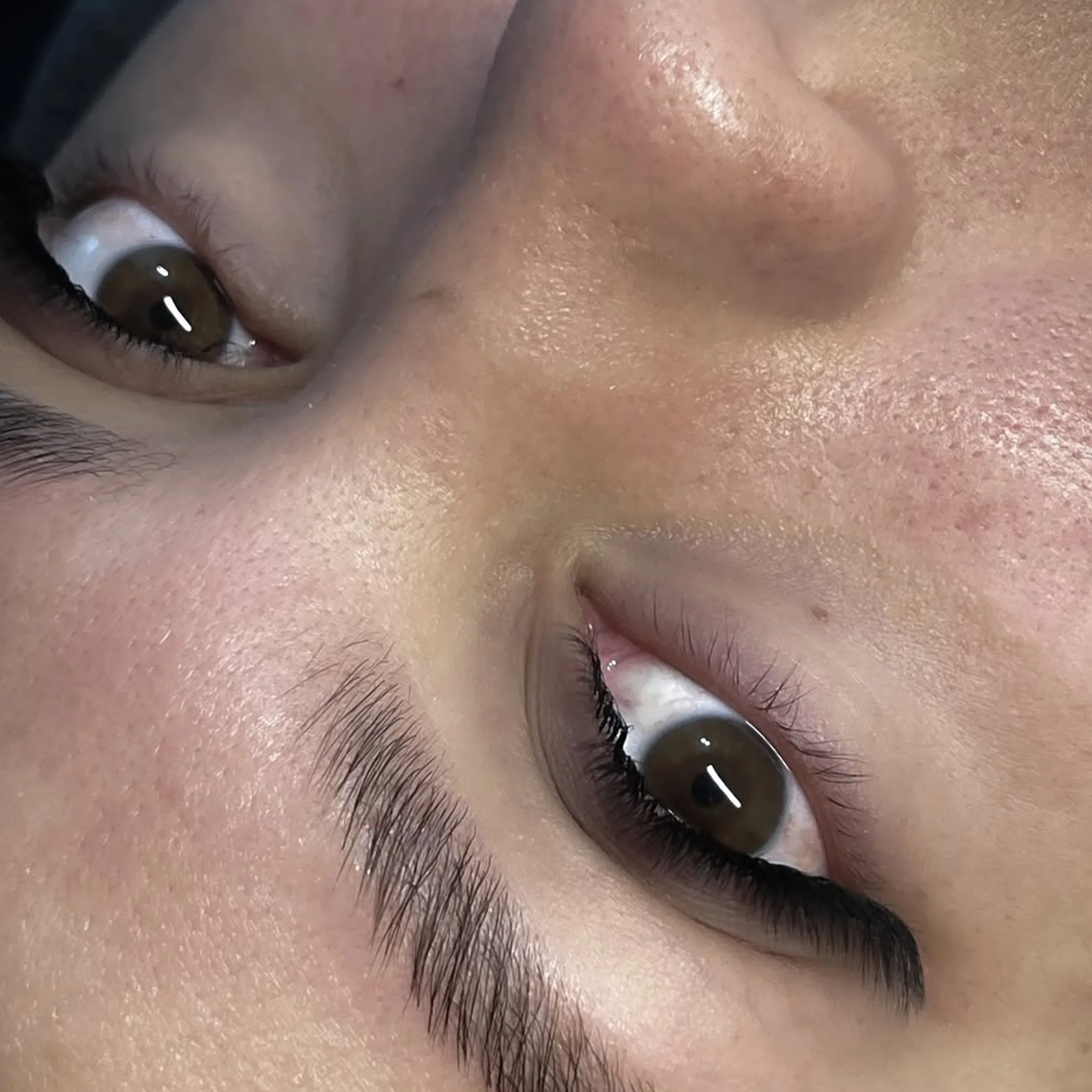 brow lamination styling close-up