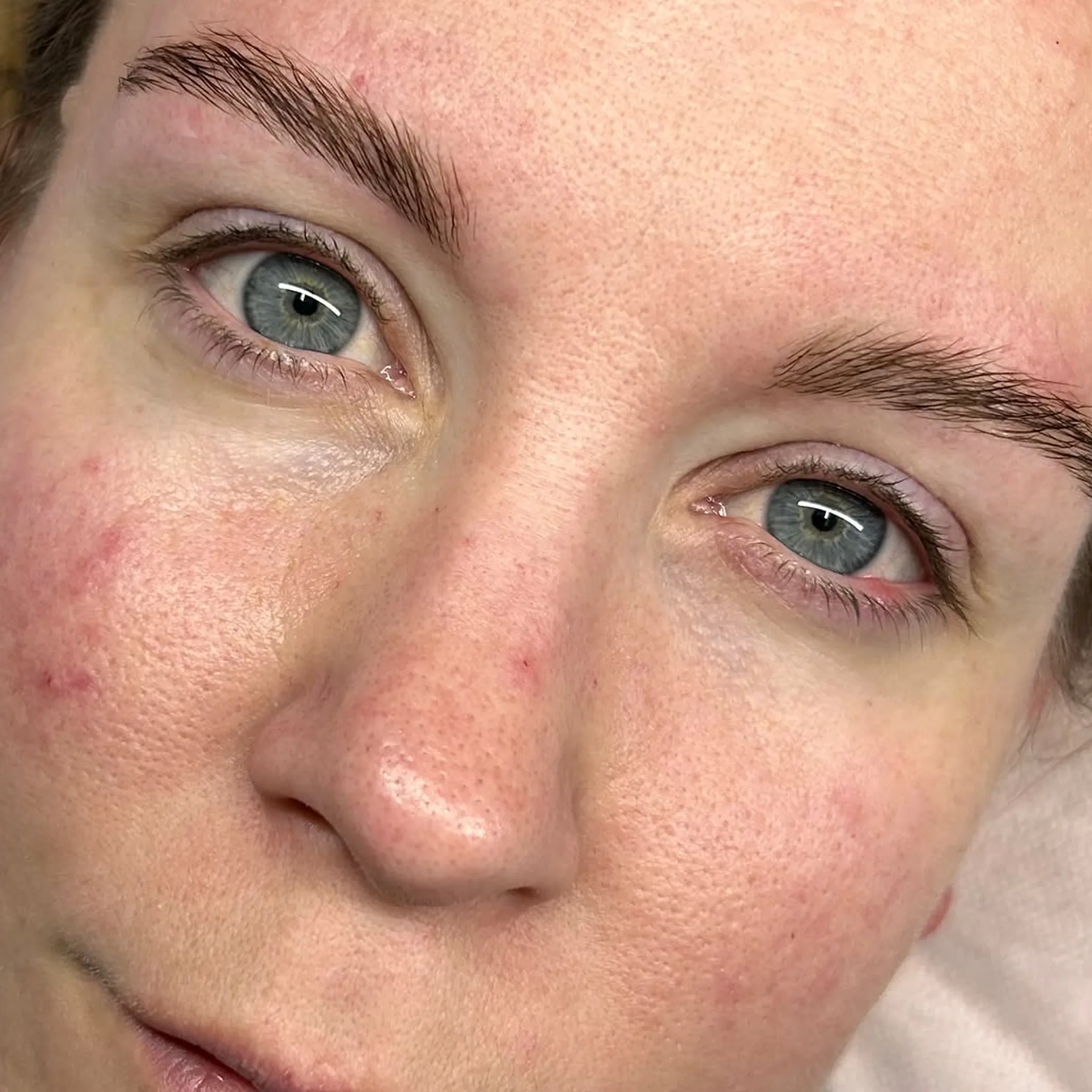 sharp laminated eyebrow close-up